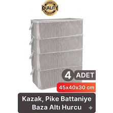 Tex Republic Alas (4 Adet) Fermuarlı Mini Boy Hurç Yastık-Yorgan-Kıyafet Düzenleyici-Fermuarlı Çizgili Gri (45*40*30 Cm)