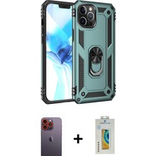 Marsilyan™- iPhone 12 Pro Max Kılıf Ahenk Klasik Koleksiyonu - Siyah Polymer Nano Ekran Koruyucu + Turuncu Neon Fosforlu Kamera Lens