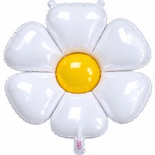 Haki Store Papatya Balon Folyo Balon Beyaz Sarı Çiçek Şeklinde Parti Balonu Doğum Günü Özel Gün Süsleme 71X71 cm