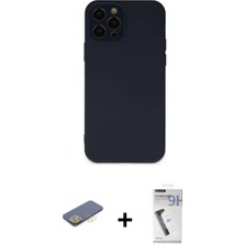 Marsilyan™- iPhone 12 Pro Max Kılıf Çekirdek Modern Serisi - Şeffaf Uv Polymer Nano Ekran Koruyucu + Sarı Renkli Kamera Lens Koruma Cam
