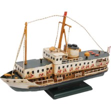 Yakalabazar Dekoratif Metal Eskitme Eminönü-Kadıköy Yolcu Vapuru Maketi - El Yapımı Nostaljik Vintage Gemi Figürü (33.5 Cm)