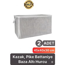 Tex Republic Alas (2 Adet) Fermuarlı Mini Boy Hurç Yastık-Yorgan-Kıyafet Düzenleyici-Fermuarlı Çizgili Gri (45*40*30 Cm)