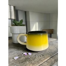 Artistic Quality Dekoratif Sarı ve Siyah Detaylı Kazan Çay-Kahve Fincanı 1 Adet