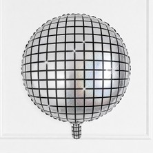 Haki Store Gümüş Disko Topu Folyo Balon Hologram Baskılı Metalik Parti Balonu 61 cm Doğum Günü Özel Gün Süsleme Kutlama 24INÇ