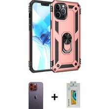 Marsilyan™- iPhone 12 Pro Max Kılıf Ahenk Klasik Koleksiyonu - Siyah Polymer Nano Ekran Koruyucu + Turuncu Neon Fosforlu Kamera Lens