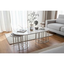 Usta Mekan Masal 2+1 Yavrulu Gümüş Beyaz Mdf Orta Sehpa