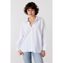 Facette Oversize Poplin Gömlek Beyaz
