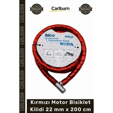 Carlburn #kilit Zırhlı Çelik Güvenli Scooter Motosiklet Kırmızı Motor Bisiklet Kilidi 22 mm x 200 cm