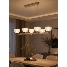 Yeni Model 6 Lı Oval Lüx LED Avize 3 Işık Seçeneği Ithal Model