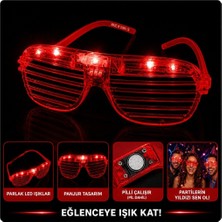 NW NessiWorld LED Işıklı Panjur Parti Gözlüğü Kırmızı Renk Gözlük