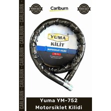 Carlburn #kilit Anahtarlı Körüklü Siyah 120CM 22MM Çelik Bilyalı Dişli Sistem YM752 Motorsiklet Kilidi