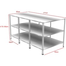 Rafburada 3 Katlı Galvaniz Paketleme Masası - Atölye, Depo, Hobi Çalışma Masası 177X93 CM-100 cm