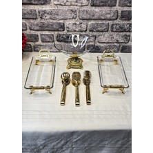 SEÇKİNEV Hanzade Serisi 6 Parça Metal Döküm Ayaklı Sunum Seti&maşa Servis Seti