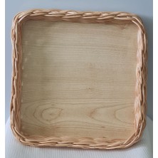 Sipariş Box El Yapımı Bambu Rattan Örgü Kare Dekoratif Tepsi 25X25 cm