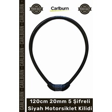 Carlburn #kilit Güvenlikli Zırhlı Çelik Halatlı YM747 120CM 20MM 5 Şifreli Siyah Motorsiklet Kilidi