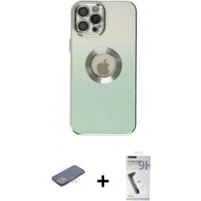 Pileli Store Pilelistore™ iPhone 12 Pro Kılıf Kutup Yansıma Özel Seri - Şeffaf Uv Polymer Nano Ekran Koruyucu + Renkli Kamera Lens Koruma Cam - Sı