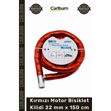 Carlburn Özel Üretim Zırhlı Çelik Spiral Gövde Güvenli Scooter Kırmızı Motor Bisiklet Kilidi 22 mm x 150 cm
