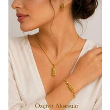 Özçivit Aksesuar Külçe Altın Kolye Bileklik Küpe Seti