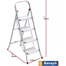 Colezium Saraylı Pratik Metal Merdiven Beyaz 4 Basamaklı