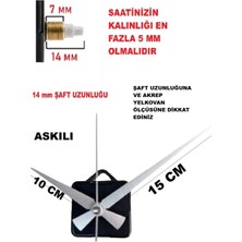 Cnr Shop Saat Mekanizması 14 mm Şaft Boyu Akar Sessiz 3D Saatlerle Uyumlu Akrep, Yelkovan, Saniye (ASKILI)