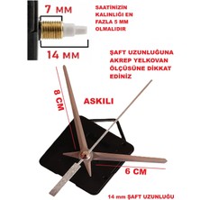 Cnr Shop Saat Mekanizması, 14 mm Şaft Boyu Duvar Saati Mekanizması Sessiz Çalışır Akrep-Yelkovan-Saniye-(Askılı)