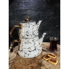 Gökdil Sara Mermer Desenli Granit Çaydanlık