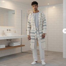 Bs Home Bshome %100 Pamuk Kapüşonlu Bornoz , Içi Emici Havlu Dış Tasarımı Peştamel, Hafif, Rahat Banyo ve Plaj Bornozu