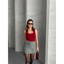 Leilaa Düğmeli Kalın Askılı Basic Bluz