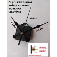 Cnr Shop Duvar Saati Mekanizması, 14 mm Şaft Sessiz Çalışır Akar Mekanizma Akrep-Yelkovan-Saniye-(Askılı)