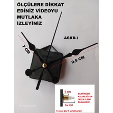 Cnr Shop Saat Mekanizması 14 mm Şaft Boyu Saat Motoru Sessiz Çalışır Akar Akrep Yelkovan Saniye (Askılı)