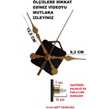 Saat Makinesi, Akar Sessiz Duvar Saati Mekanizması, 3D Saatlere Uyumlu 14 mm Şaft, Akrep-Yelkovan-Saniye-(Askılı)