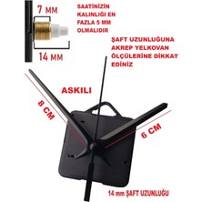 Cnr Shop Saat Mekanizması, 14 mm Şaft Boyu Duvar Saati Mekanizması Sessiz Çalışır Akrep-Yelkovan-Saniye-(Askılı)