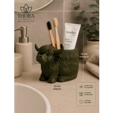 Triora Design Highland Öküz Dekoratif Saksı ve Kalemlik 13 cm – 3D Baskı Masaüstü Organizer – Minimalist Ev ve Ofis Dekoru