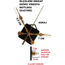 Cnr Shop Saat Mekanizması 14 mm Şaft Boyu Saat Motoru Sessiz Çalışır Akar Akrep Yelkovan Saniye Gold (Askılı)