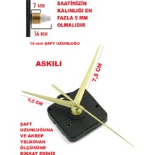 Cnr Shop Saat Mekanizması 14 mm Şaft Boyu Akar Sessiz Çalışır, Saat Makinesi, Akrep-Yelkovan-Saniye-(Askılı)