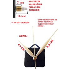 Cnr Shop Saat Mekanizması 14 mm Şaft Boyu Saat Motoru Sessiz Çalışır Akar Akrep Yelkovan Saniye (Askılı)