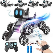 Yakalabazar El Hareket Sensörlü + Kumandalı Işıklı Müzikli Şarjlı Akrobat Robot Köpek Stunt Araba