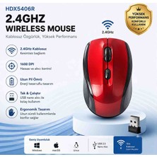 Esmer Bilişim HDX5406R 2.4ghz Kablosuz Mouse USB Nano Alıcılı Ergonomik Tasarım