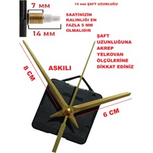 Cnr Shop Saat Mekanizması, 14 mm Şaft Boyu Saat Makinesi Sessiz Çalışır Akrep-Yelkovan-Saniye-(Askılı)
