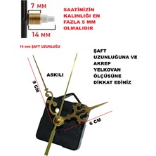 Cnr Shop Saat Mekanizması 14 mm Şaft Boyu Saat Motoru Sessiz Çalışır Akar Akrep Yelkovan Saniye (Askılı)