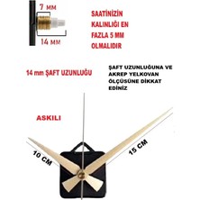 Cnr Shop Saat Mekanizması 14 mm Şaft Boyu Sessiz Çalışır, Akar Saat Makinesi Akrep-Yelkovan-Saniye-(Askılı)