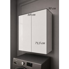 Nenu Nova Çamaşır Makinesi Üstü Dolap 2 Kapaklı 2 Raflı Beyaz Banyo Düzenleyici ve Saklama Ünitesi