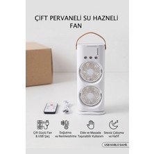 Hobbyrons Nemlendirici Çift Pervane Taşınabilir Şarjlı Masaüstü Ev Ofis Araç Soğutucu Fan Vantilatör