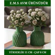 E.M.S 2 Adet Yeşil Renk Dalga Desenli Vazo Dekoratif Vazo Yapay Kuru Çiçek Vazosu.