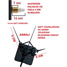 Cnr Shop Saat Mekanizması 14 mm Şaft Boyu Saat Motoru Sessiz Çalışır Akar Akrep Yelkovan Saniye (Askılı)