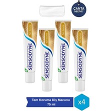 Sensodyne Tam Koruma ve Beyazlatıcı Diş Macunu 75 ml Diş Macunu * 4 Adet + Hediye Çanta