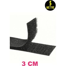 Usin 5 Metrelik 3 cm En Siyah Çift Taraflı Cırt Cırt Bant Çift Taraflı Amerikan Fermuarı (Yapışkansız)