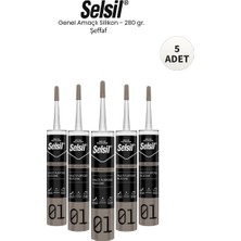 ESBH Selsil Genel Amaçlı Şeffaf Silikon Çok Amaçlı Yapıştırıcı 280 gr 5 Adet