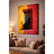 Othello Art Pencere Kenarındaki Kedi Dekoratif Kanvas Tablo