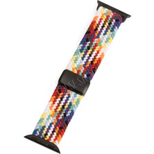 Quse Apple Watch 46MM-45MM-44MM & Series 1/3 42MM ile Uyumlu Manyetik Ayarlanabilir Örgü Kordon, Pride Edition